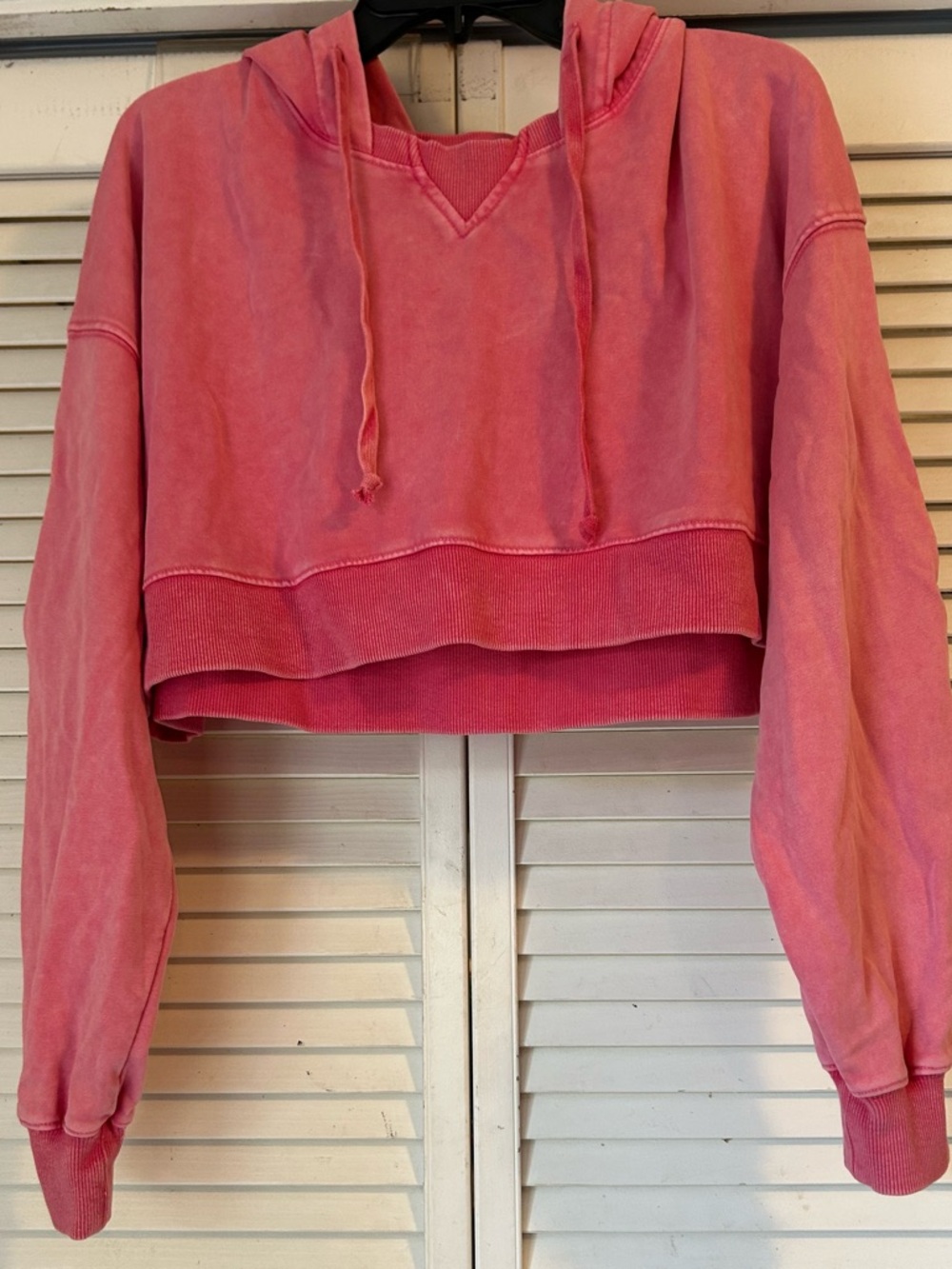 Kimberly C Washed Pink Cropped Hoodie Sweatshirt - Women's Crop Top
